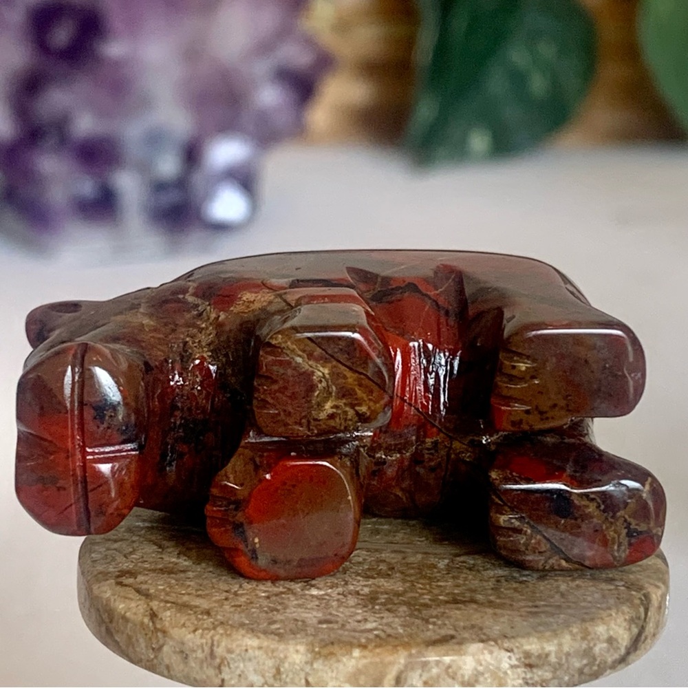 Red Tiger Iron Carved Stone Bear Crystal Carving Animal Figurine Rare 2" READ - Picture 14 of 16